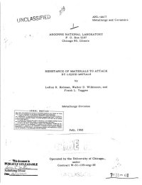 cover of the book Resistance of materials to attack by liquid metals