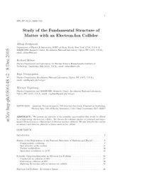 cover of the book Study of the Fundamental Structure of Matter with an Electron-Ion Collider