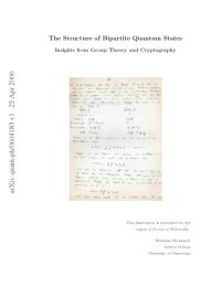 cover of the book The structure of bipartite quantum states : insights from group theory and cryptography