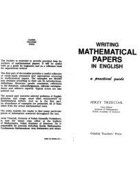 cover of the book Writing mathematical papers in English : a practical guide