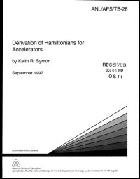 cover of the book Derivation of Hamiltonians for accelerators