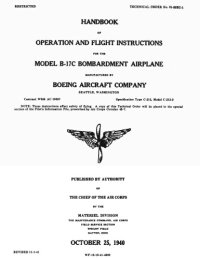 cover of the book Handbook of operation and flight instructions for the model B-10B bombardment airplane, manufactured by The Glenn L. Martin Co