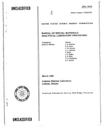 cover of the book Manual of special materials analytical laboratory procedures