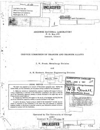 cover of the book Crevice corrosion of uranium and uranium alloys