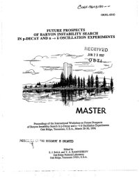 cover of the book Future prospects of baryon instability search in p-decay and n-n̄ oscillation experiments : proceedings of the International Workshop on Future Prospects of Baryon Instability Search in p-Decay and n-n̄ Oscillation Experiments : Oak Ridge, Tennessee, U.S.