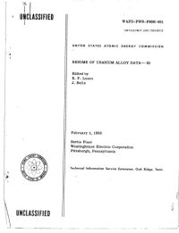 cover of the book Resume of uranium alloy data - XI