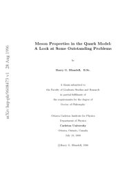 cover of the book Meson properties in the quark model : a look at some outstanding problems