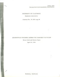 cover of the book Quadrupole focusing lenses for charged particles