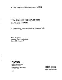 cover of the book The Pioneer Venus orbiter : 11 years of data : a Laboratory for Atmospheres Seminar talk