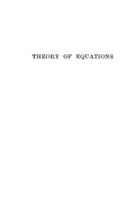 cover of the book Theory of equations