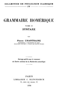 cover of the book Grammaire homérique. Syntaxe