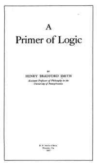 cover of the book A primer of logic