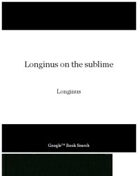 cover of the book Longinus on the sublime