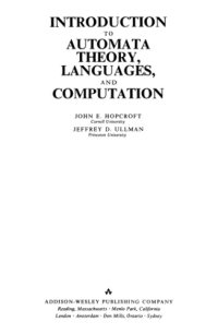 cover of the book Introduction to automata theory, languages, and computation