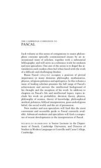 cover of the book The Cambridge companion to Pascal