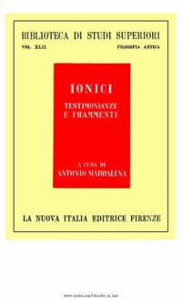 cover of the book Ionici. Testimonianze e frammenti