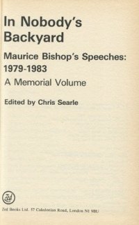 cover of the book In Nobody's Backyard: Maurice Bishop's Speeches, 1979-1983 : A Memorial Volume