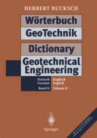 cover of the book Wörterbuch GeoTechnik Dictionary Geotechnical Engineering: Band II / Volume II