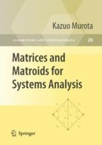 cover of the book Matrices and Matroids for Systems Analysis