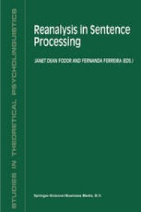 cover of the book Reanalysis in Sentence Processing