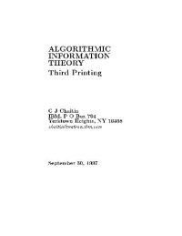 cover of the book Algorithmic information theory