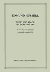 cover of the book Thing and Space: Lectures of 1907