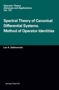 cover of the book Spectral Theory of Canonical Differential Systems. Method of Operator Identities