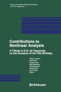 cover of the book Contributions to Nonlinear Analysis: A Tribute to D.G. de Figueiredo on the Occasion of his 70th Birthday