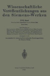 cover of the book Wissenschaftliche Veröffentlichungen aus den Siemens-Werken: XVII. Band. Viertes Heft