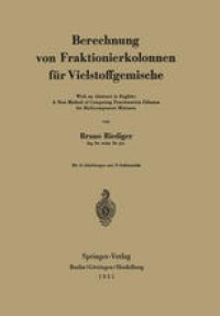 cover of the book Berechnung von Fraktionierkolonnen für Vielstoffgemische: With an Abstract in English: A New Method of Computing Fractionation Columns for Multicomponent Mixtures