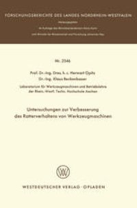 cover of the book Untersuchungen zur Verbesserung des Ratterverhaltens von Werkzeugmaschinen