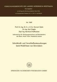 cover of the book Schnittkraft- und Verschleißuntersuchungen beim Walzfräsen von Stirnrädern