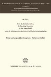 cover of the book Untersuchungen über integrierte Kettenverstärker