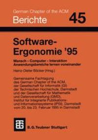 cover of the book Software-Ergonomie ’95: Mensch — Computer — Interaktion. Anwendungsbereiche lernen voneinander