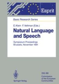 cover of the book Natural Language and Speech: Symposium Proceedings Brussels, November 26/27, 1991