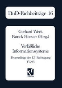 cover of the book Verläßliche Informationssysteme: Proceedings der GI-Fachtagung VIS’93