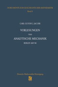 cover of the book Vorlesungen über analytische Mechanik: Berlin 1847/48 Nach einer Mitschrift von Wilhelm Scheibner