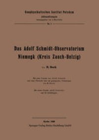 cover of the book Das Adolf Schmidt-Observatorium Niemegk (Kreis Zauch-Belzig)