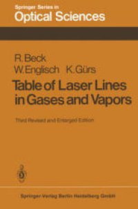 cover of the book Table of Laser Lines in Gases and Vapors