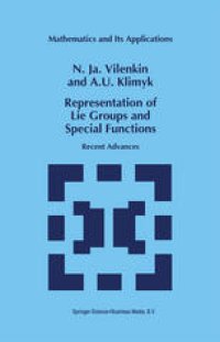 cover of the book Representation of Lie Groups and Special Functions: Recent Advances