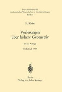 cover of the book Vorlesungen Über Höhere Geometrie