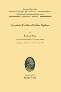 cover of the book Analytische Familien affinoider Algebren