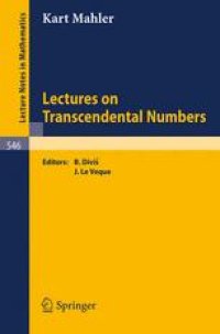 cover of the book Lectures on Transcendental Numbers