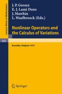 cover of the book Nonlinear Operators and the Calculus of Variations: Summer School Held in Bruxelles 8–19 September 1975