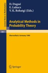 cover of the book Analytical Methods in Probability Theory: Proceedings of the Conference Held at Oberwolfach, Germany, June 9–14, 1980