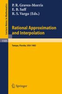 cover of the book Rational Approximation and Interpolation: Proceedings of the United Kingdom - United States Conference held at Tampa, Florida, December 12–16, 1983