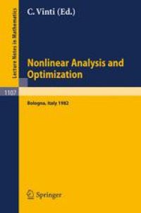 cover of the book Nonlinear Analysis and Optimization: Proceedings of the International Conference held in Bologna, Italy, May 3–7, 1982