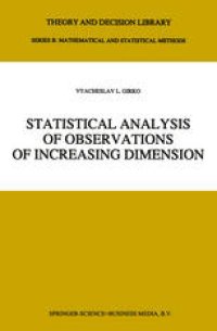 cover of the book Statistical Analysis of Observations of Increasing Dimension