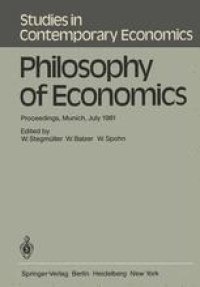 cover of the book Philosophy of Economics: Proceedings, Munich, July 1981