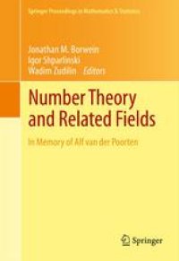 cover of the book Number Theory and Related Fields: In Memory of Alf van der Poorten